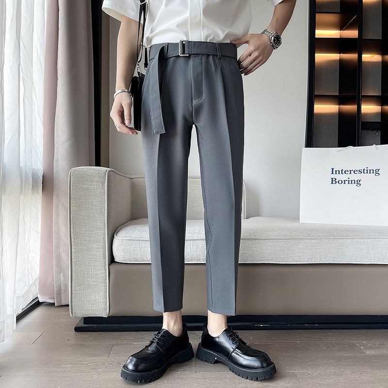 /Grey/Black Suit Pants Men Slim Fashion Social Mens Dress Pants Korean Loose
