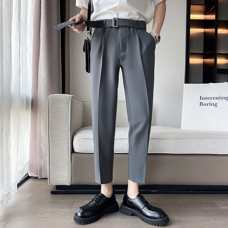 /Grey/Black Suit Pants Men Slim Fashion Social Mens Dress Pants Korean Loose