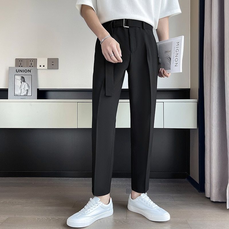 /Grey/Black Suit Pants Men Slim Fashion Social Mens Dress Pants Korean Loose