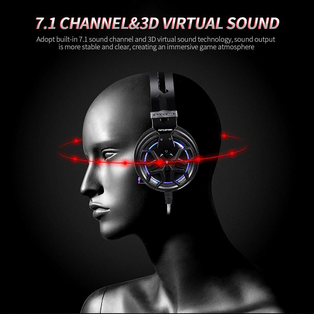 Motospeed H60 Wired Gaming Headset 7.1-channel 3D Virtual Sound Effect Headset with 50mm Driver Unit Noise Reduction Microphone