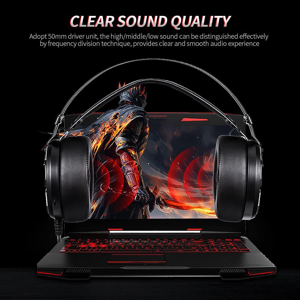 Motospeed H60 Wired Gaming Headset 7.1-channel 3D Virtual Sound Effect Headset with 50mm Driver Unit Noise Reduction Microphone