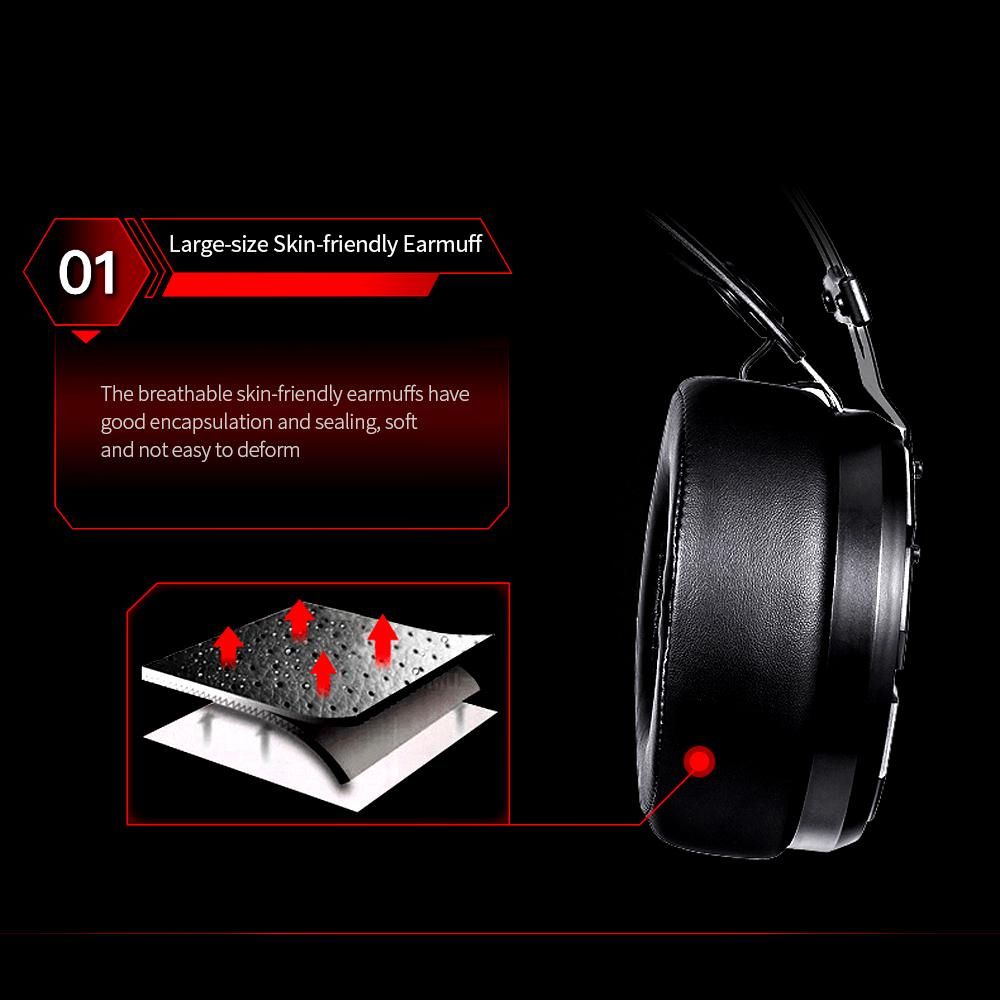 Motospeed H60 Wired Gaming Headset 7.1-channel 3D Virtual Sound Effect Headset with 50mm Driver Unit Noise Reduction Microphone