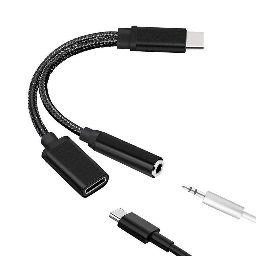 Type C to 35mm Charge Audio Adapter 2 in 1 USB C Splitter Headphone AUX Audio Cable for Smartphone Splitter