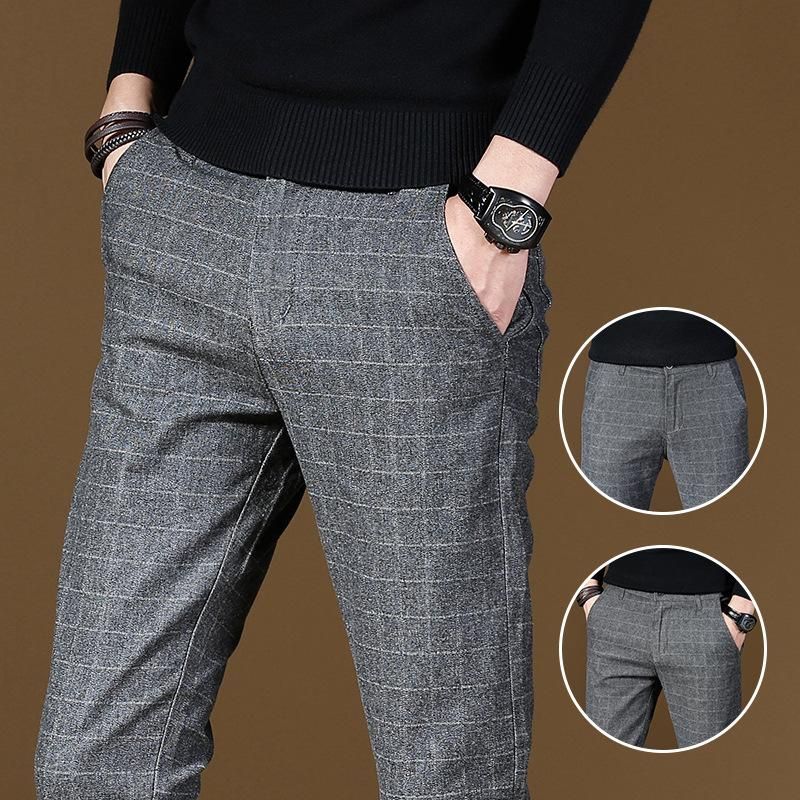 New Trend Intelligent Pictures Casual Business Long Pants Office Clothing Straight Mens Narrow Pants Fit Autumn Pants
