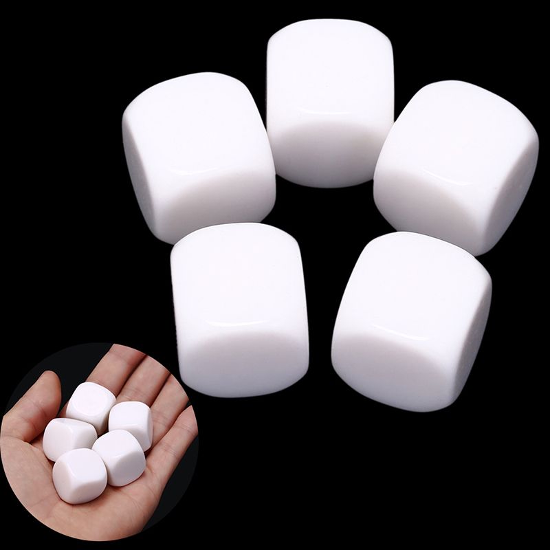 5pcs/lot 20mm Blank Dice White Rounded Corner D6 Can Write