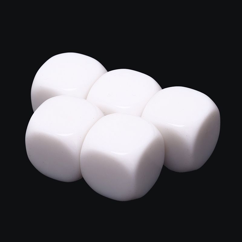 5pcs/lot 20mm Blank Dice White Rounded Corner D6 Can Write