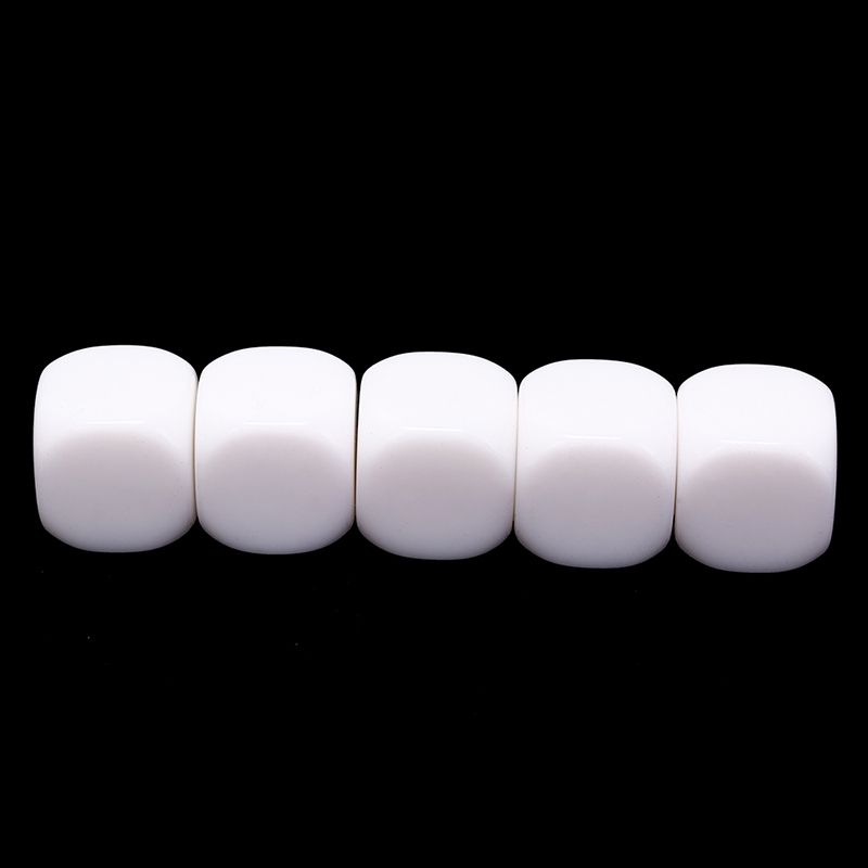 5pcs/lot 20mm Blank Dice White Rounded Corner D6 Can Write