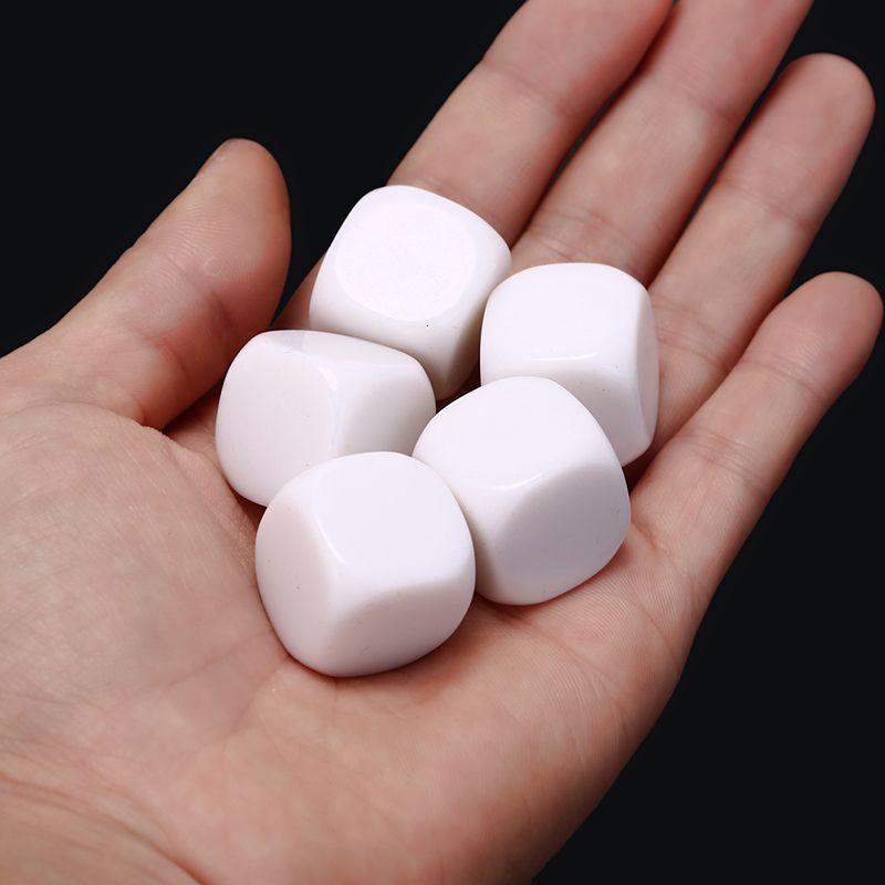 5pcs/lot 20mm Blank Dice White Rounded Corner D6 Can Write