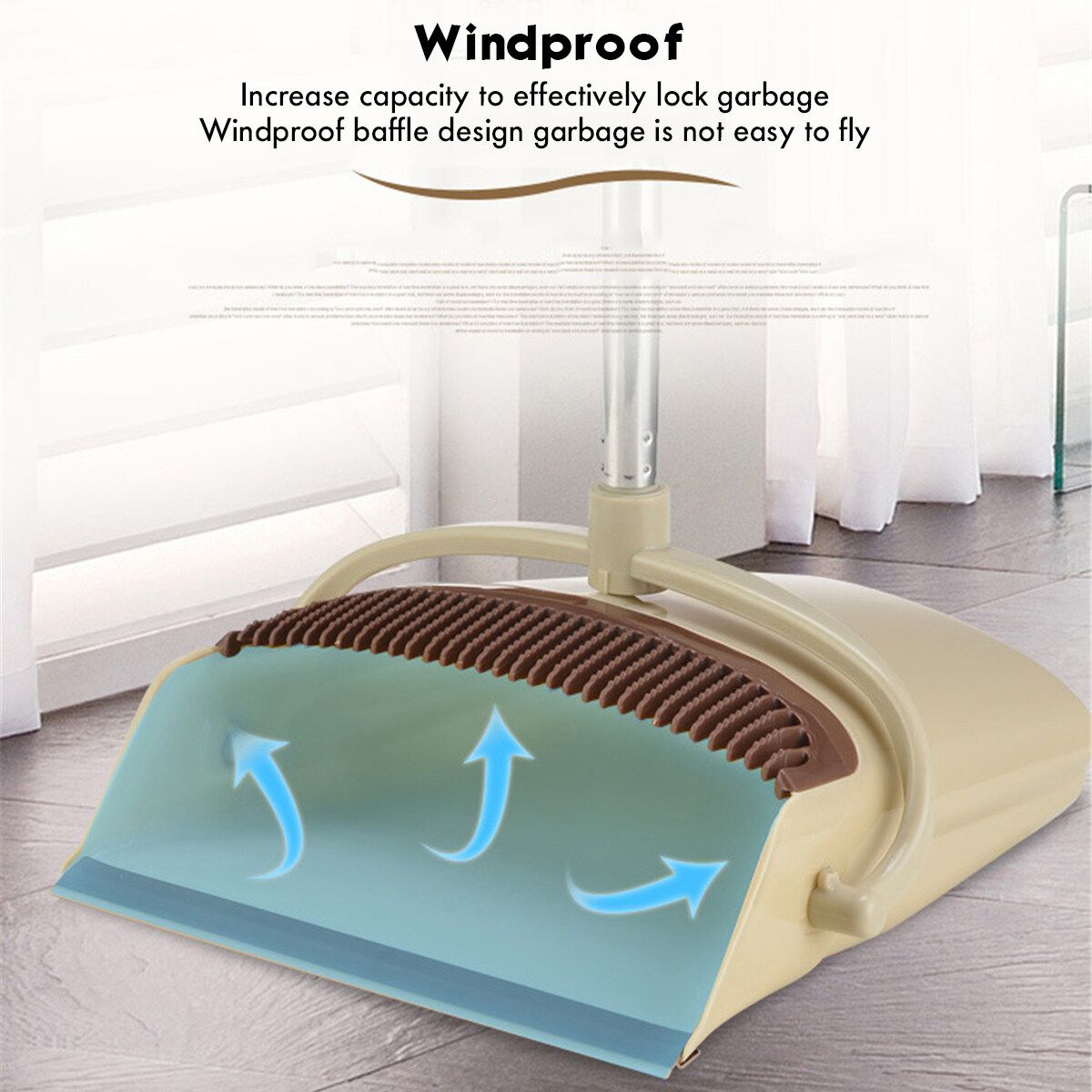Windproof Broom And Dustpan Set Hair Suit Magic Broom Khaki