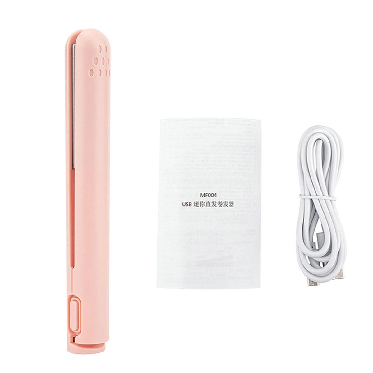 Cordless Hair Straightener Usb Rechargeable Mini Curling Iron for Safe Pink