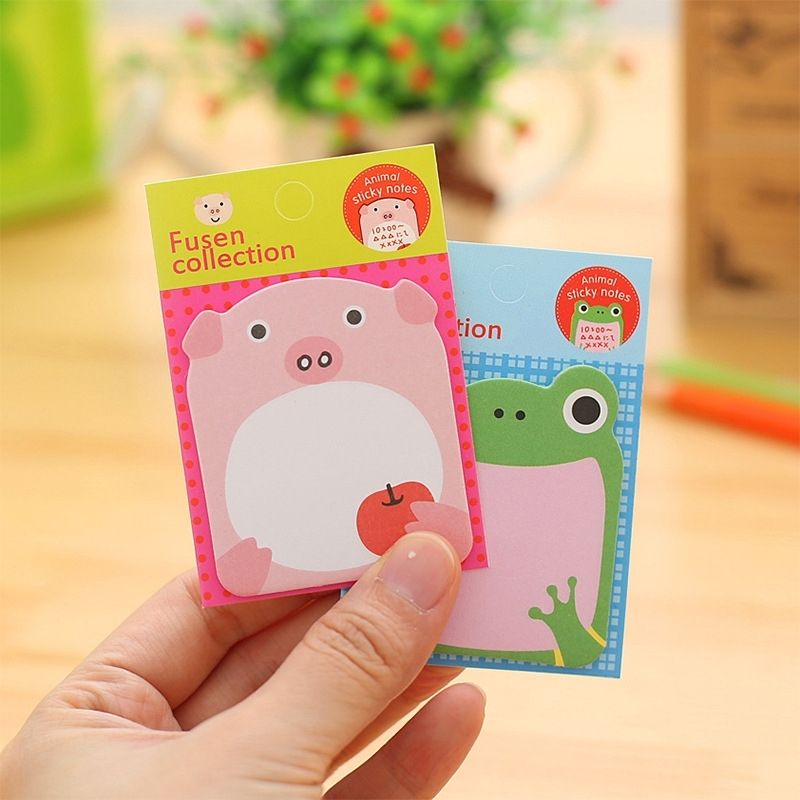 40 PCS Cartoon Animal Shaped Self Adhesive Memo Pad N-times Sticky Notes Post It Bookmark School Office Supply, Random Style Delivery