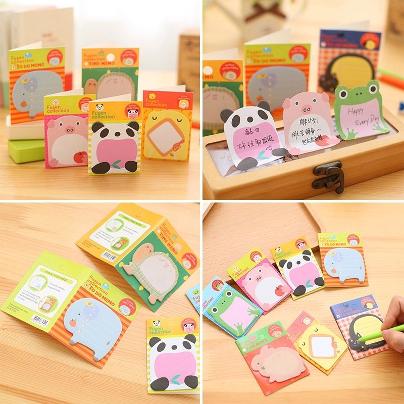 40 PCS Cartoon Animal Shaped Self Adhesive Memo Pad N-times Sticky Notes Post It Bookmark School Office Supply, Random Style Delivery