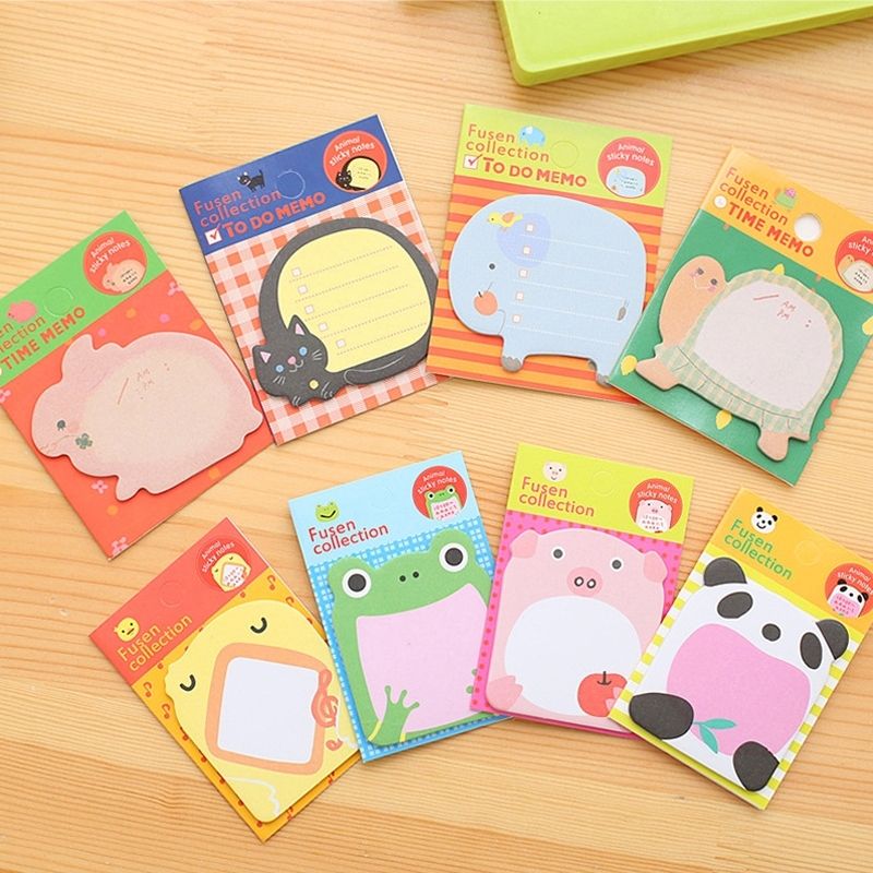 40 PCS Cartoon Animal Shaped Self Adhesive Memo Pad N-times Sticky Notes Post It Bookmark School Office Supply, Random Style Delivery