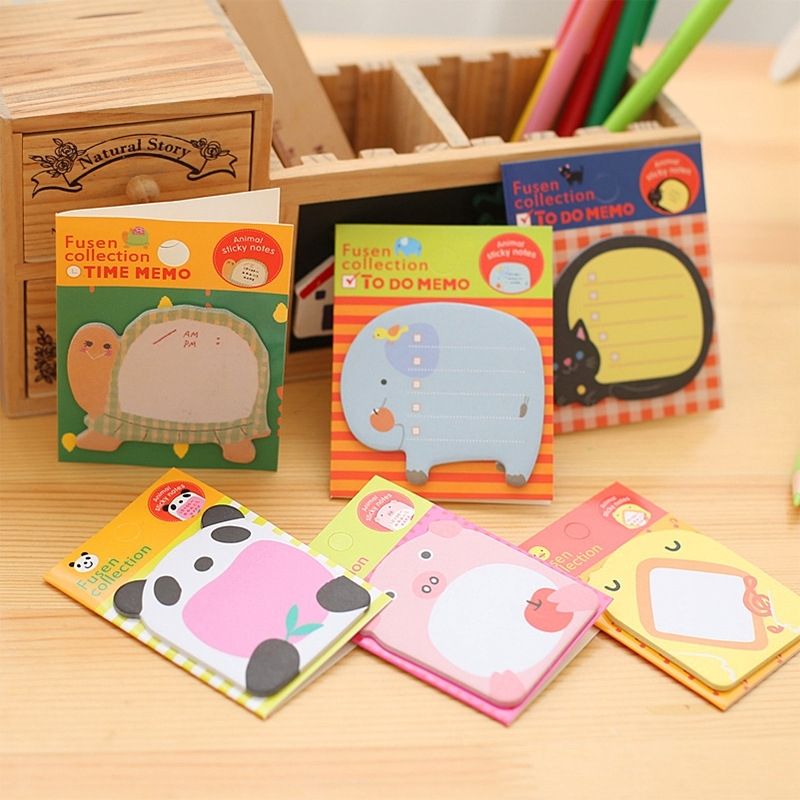 40 PCS Cartoon Animal Shaped Self Adhesive Memo Pad N-times Sticky Notes Post It Bookmark School Office Supply, Random Style Delivery