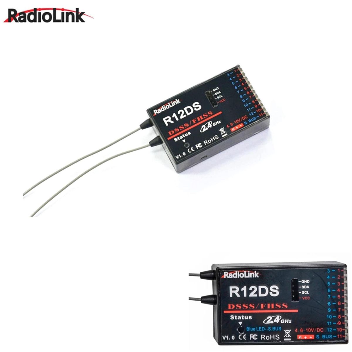 RadioLink R12DS Receiver 12CH 2.4Ghz For AT9 AT9S AT10 AT10 Transmitter