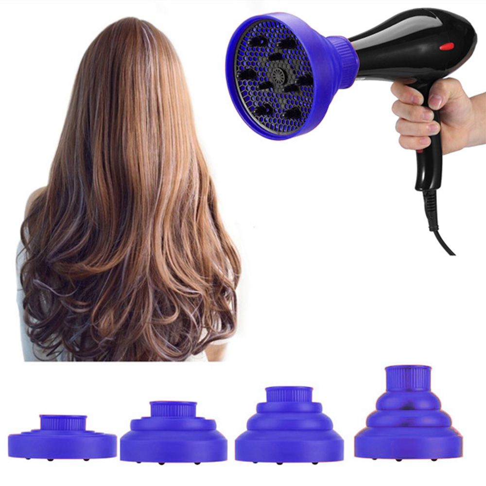 Folding Silicone Hair Dryer Blower Hood Diffuser-Blue