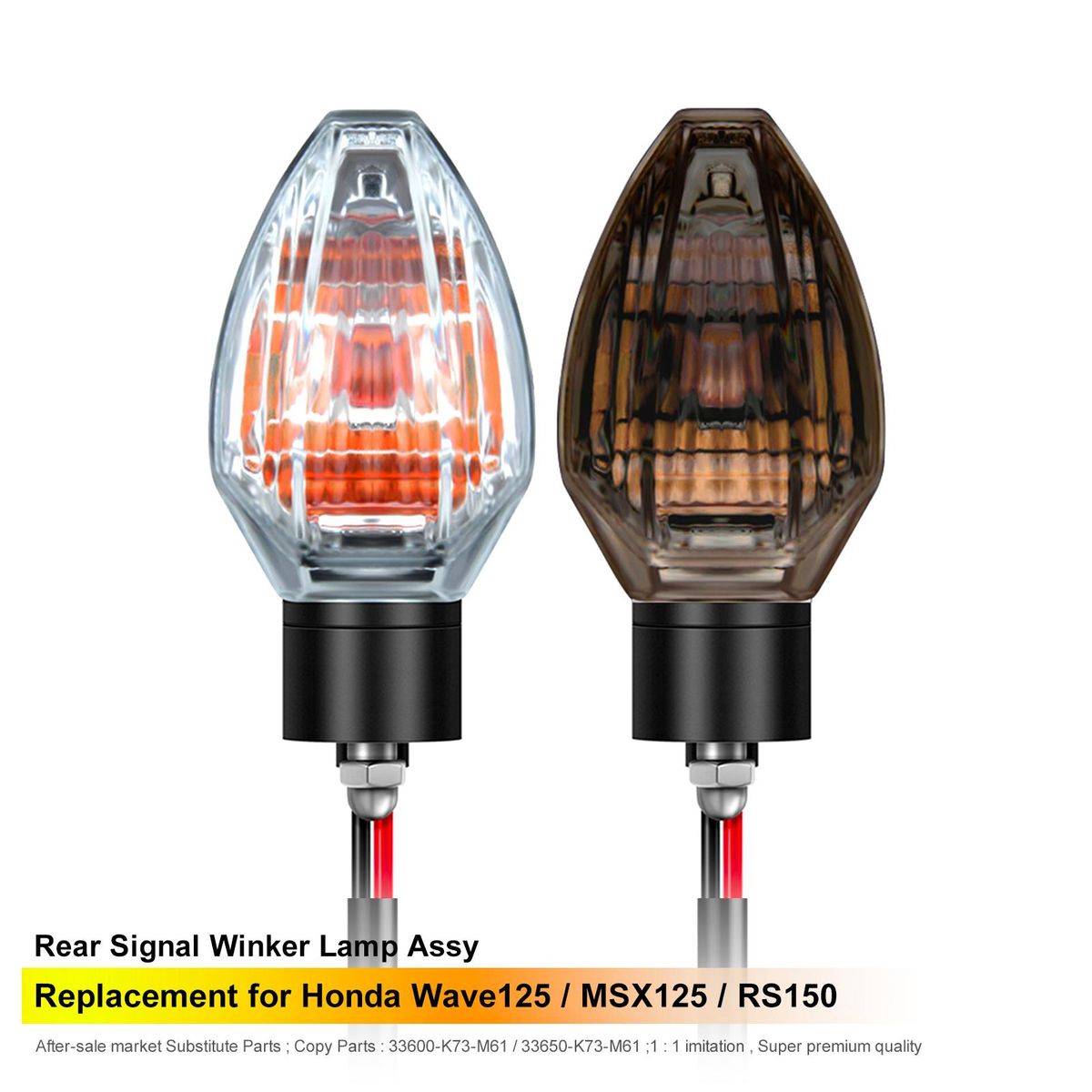 Motorcycle Rear Signal Light Rear Winker Lamp Replacement for HONDA Wave125/MSX125/RS150 OEM 33600-K73-M61 / 33650-K73-M61