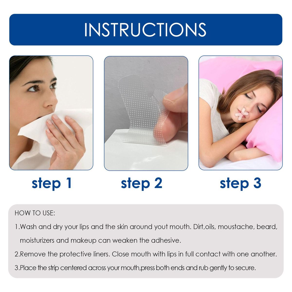 South Moon 60PCS Snoring Stickers Mouth Strips Instant Nasal Congestion R-elief