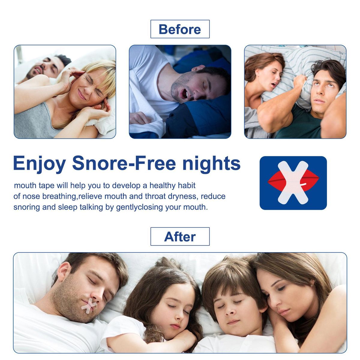 South Moon 60PCS Snoring Stickers Mouth Strips Instant Nasal Congestion R-elief