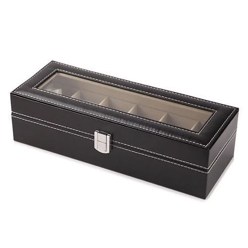 6 Grid Leather Wrist Watch Display And Storage Case
