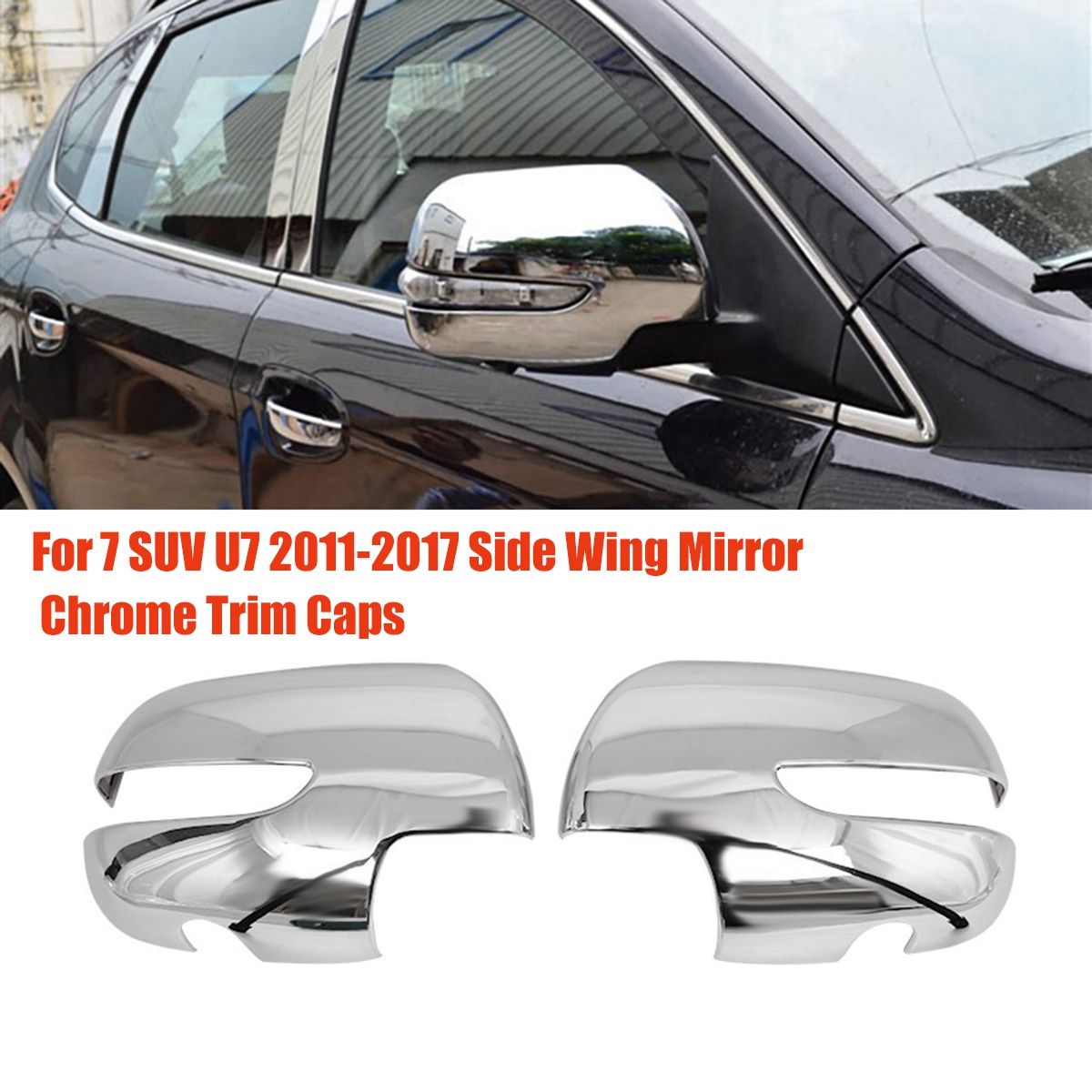 1Pair Car Rearview Mirror Cover Trim for Luxgen 7 SUV U7 2011-2017 Side Wing Mirror Chrome Decorative Protective Caps