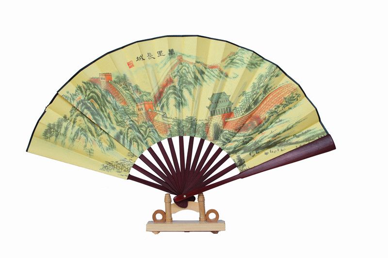 Folding Fan Gift Traditional Fan Fan Printed Show Men Classic Fabric Bamboo Large Logo 10