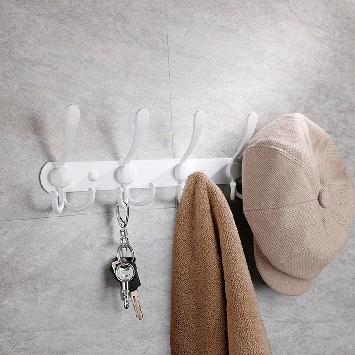 Row Hook Key Holder Wall Door Clothes Hanger Rack