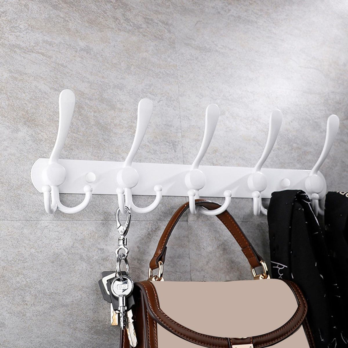 Row Hook Key Holder Wall Door Clothes Hanger Rack