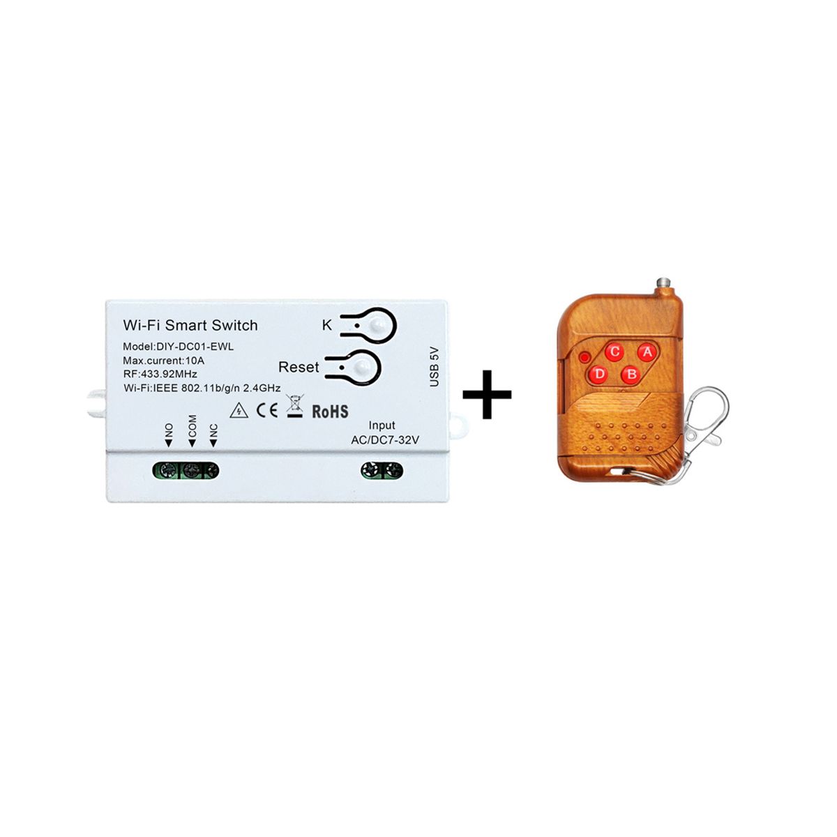 WiFi Smart Switch DIY Timer+RF433 Remote 1CH 7-32V 2.4G