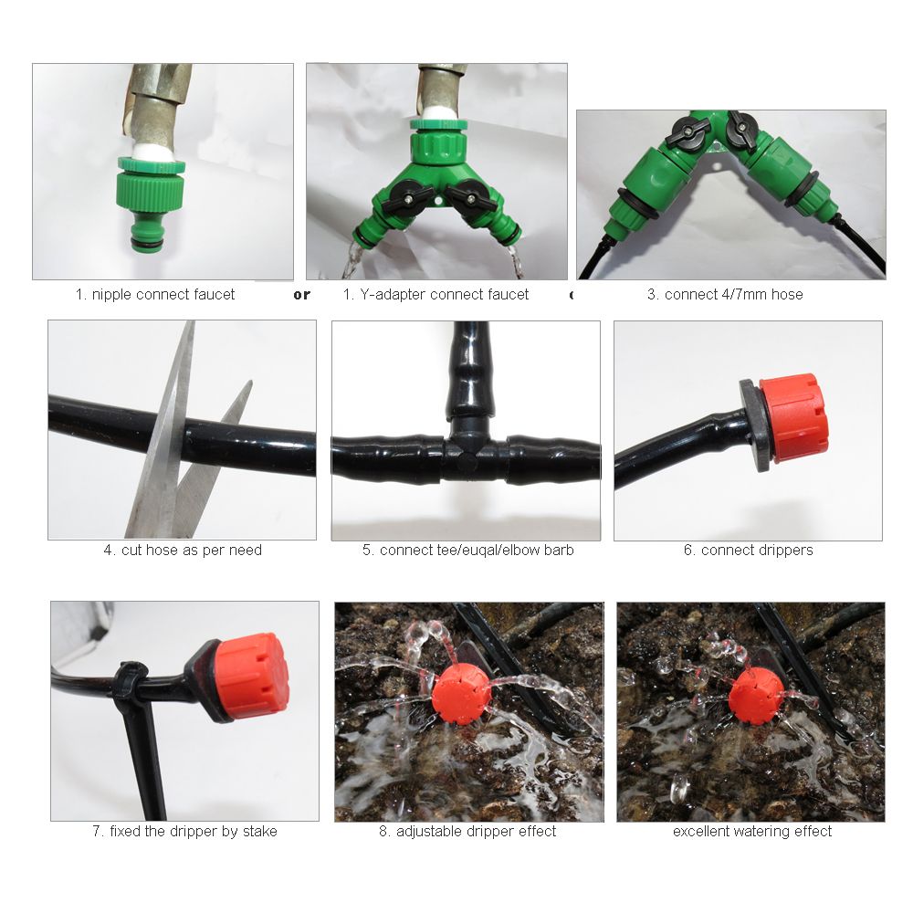 50M-5M DIY Drip Irrigation System Automatic Watering Garden Hose Micro Drip Watering Kits With Adjustable Drippers