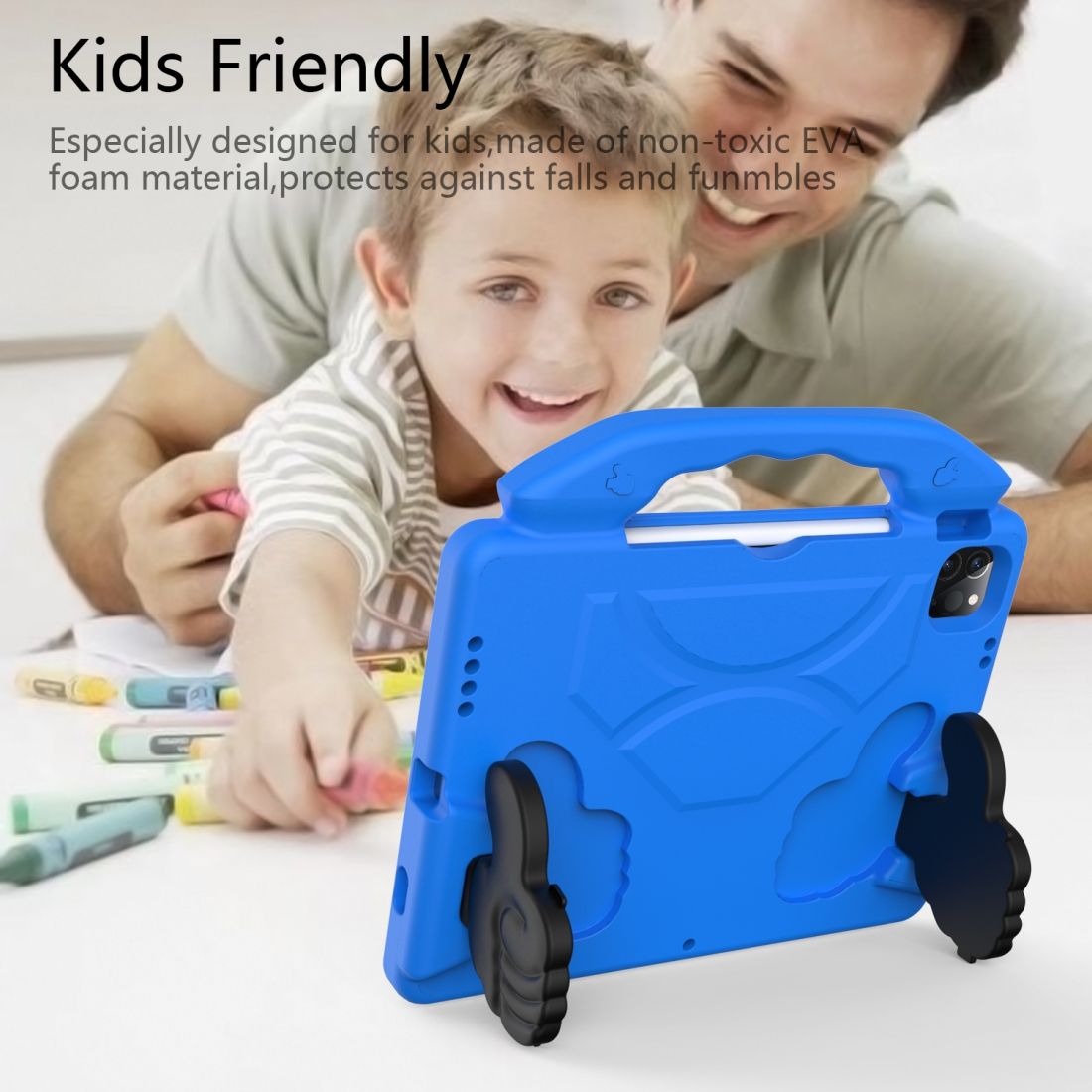 For IPad Air 2020 10.9 EVA Material Children Flat Anti Falling Cover Protective Shell (Blue)