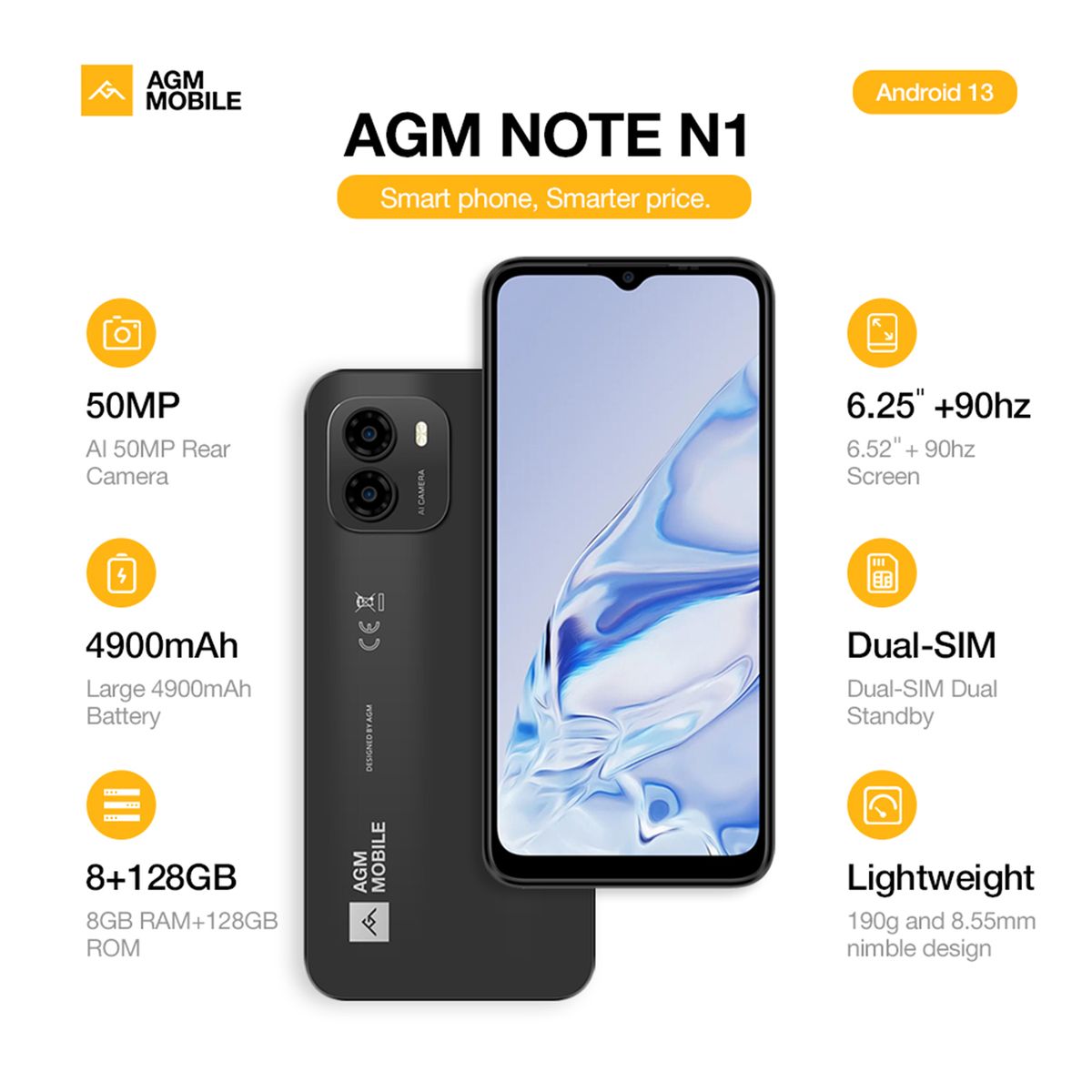 Note N1 6.52"  8GB Base RAM/8GB Extended RAM/128GB ROM Android 13 - Grey