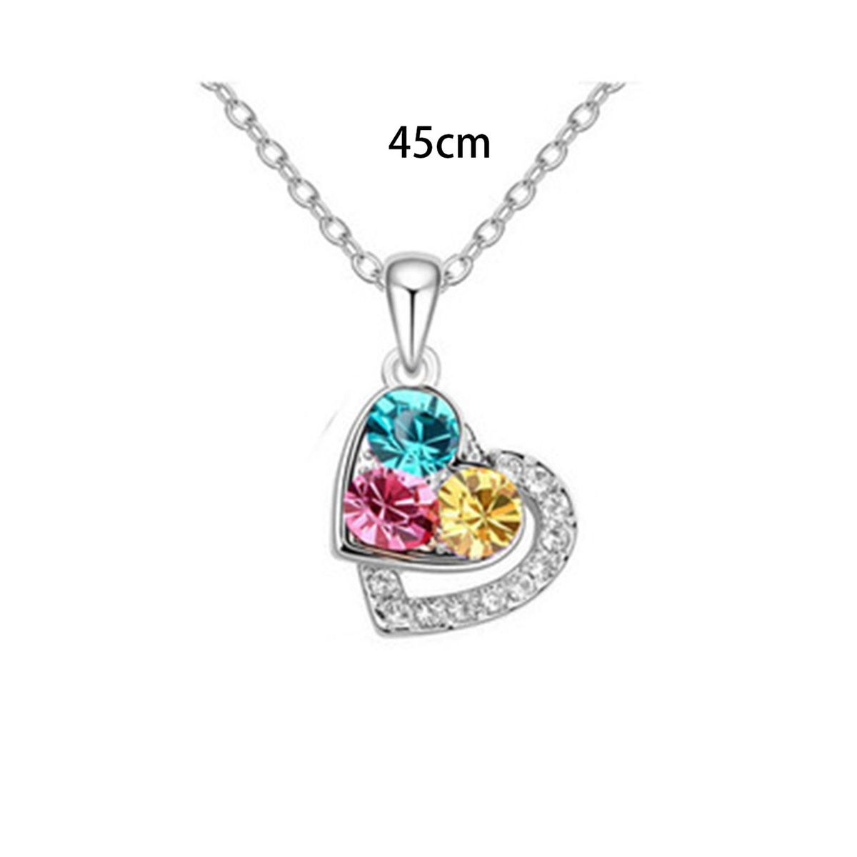 1 Set Ladies Jewelry Set Love Heart Shape Pendant Necklace Stud Earring Set Neon
