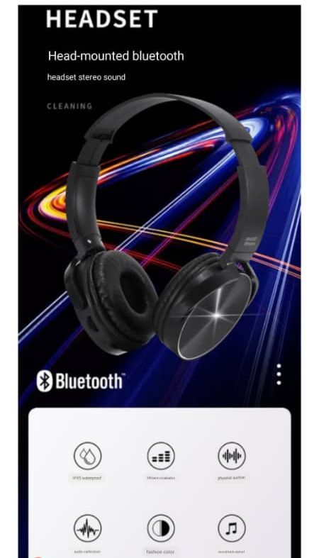 5.0 Wireless Bluetooth Stereo Headphone For Game And Music - GD Black