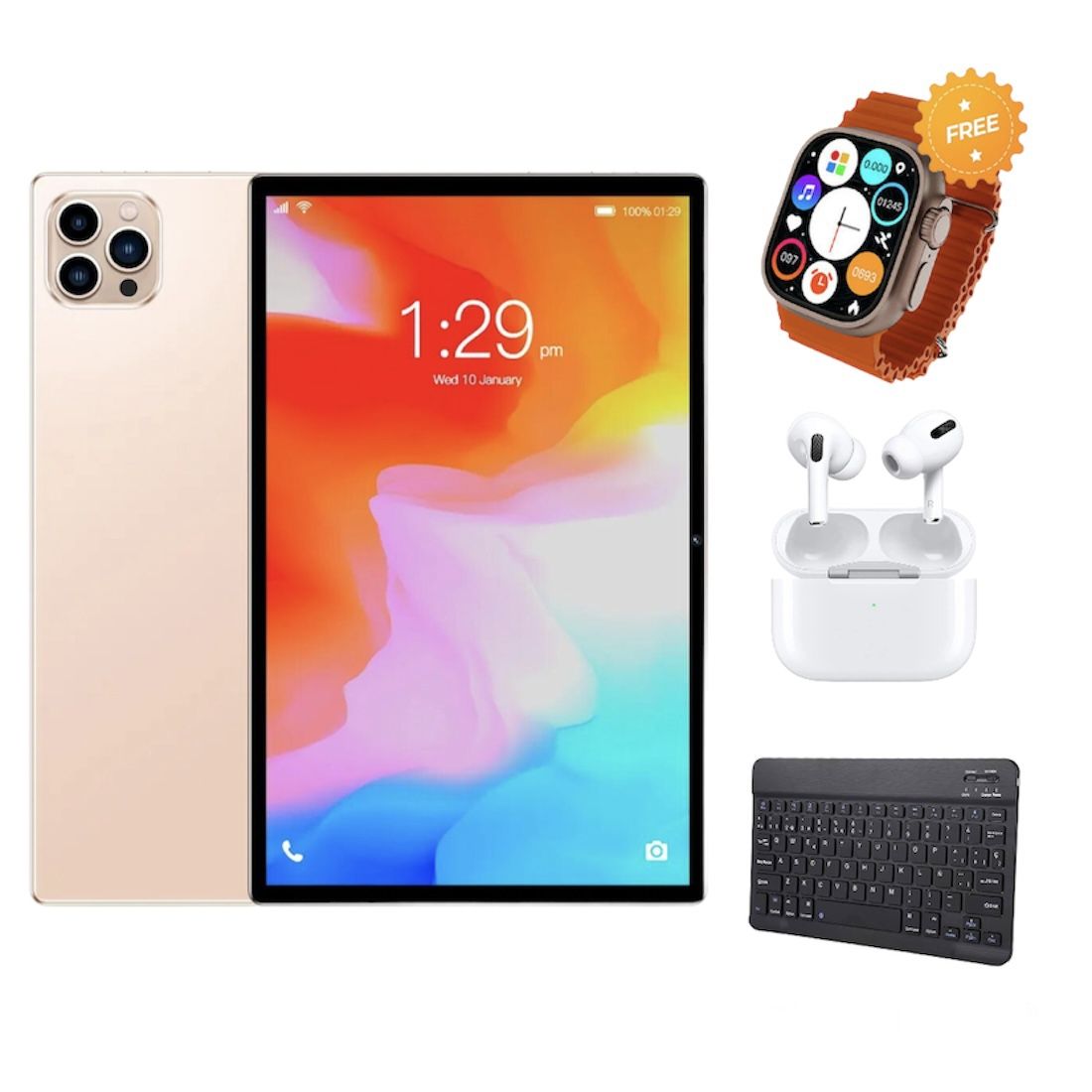 Notebook7 10.1” Tablet 512GB Rom 8GB Ram 5G  Dual Sim Bluetooth Keyboard Earbuds And Smart Watch