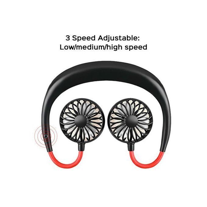 360 Degree USB Fan Rechargeable Neck Band Fan For Outdoor Office Sport 3 Speed Adjustable