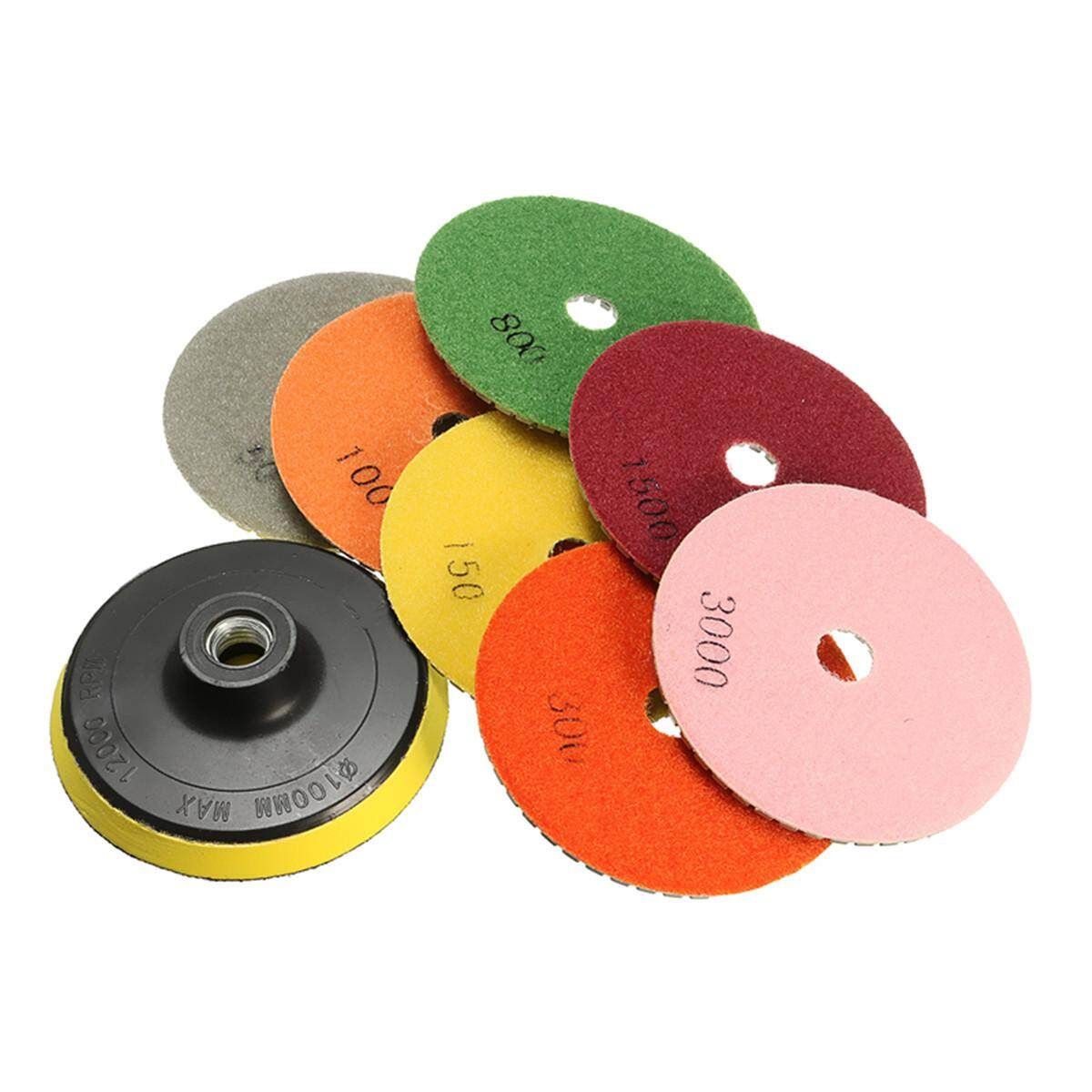 7Pcs Diamond Polishing Pads 4'' Wet Dry For Granite Tile Marble Concrete