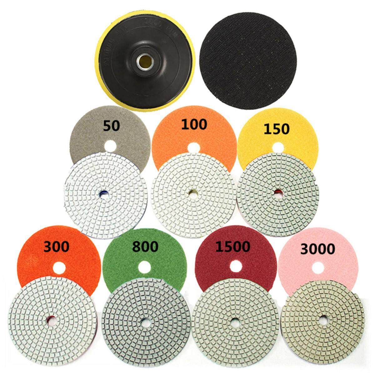 7Pcs Diamond Polishing Pads 4'' Wet Dry For Granite Tile Marble Concrete