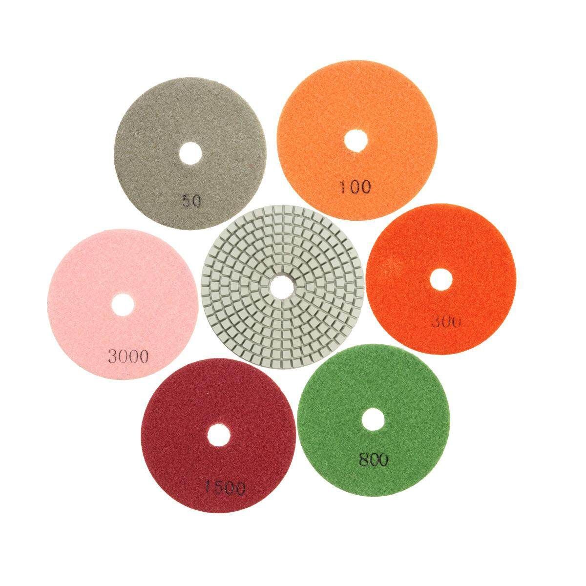 7Pcs Diamond Polishing Pads 4'' Wet Dry For Granite Tile Marble Concrete