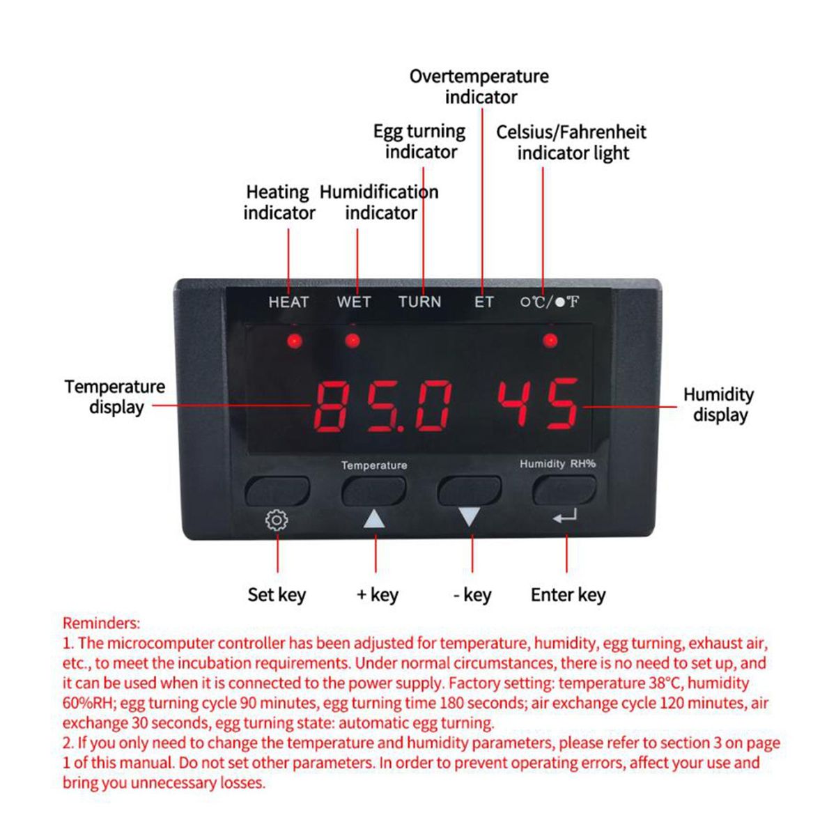 HT-10 Incubator Controller Thermostat Hygrostat With Sensor For Egg