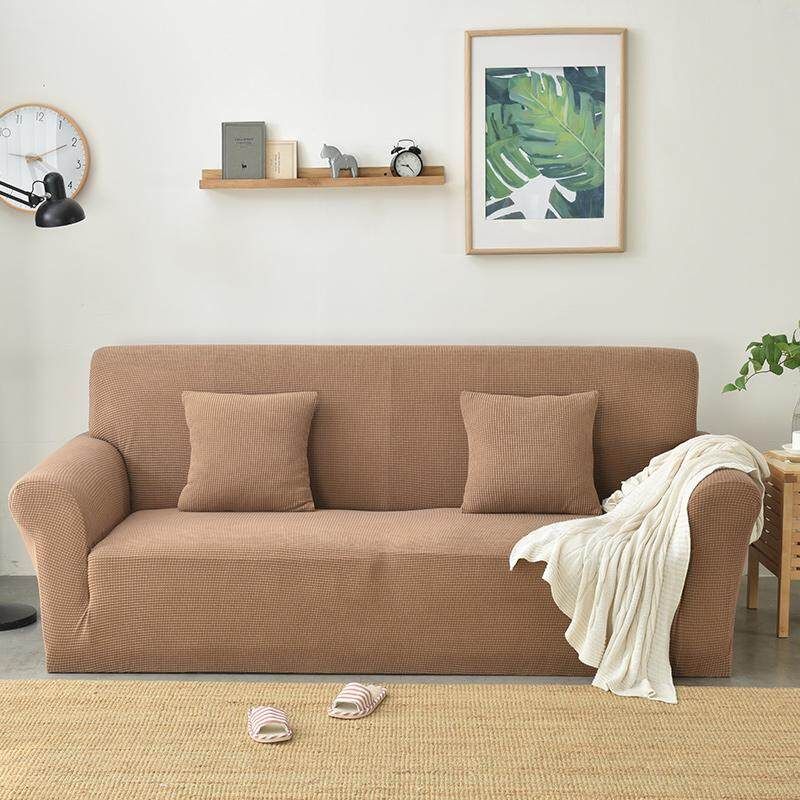 Winter Thicken Spandex Polar Fleece Super Elastic Stretch Sofa Cover Slipcover Couch Living Room 1/2/3/4 Seater Pillow Case Solid Titanium Gourmet 1x Pillowcase