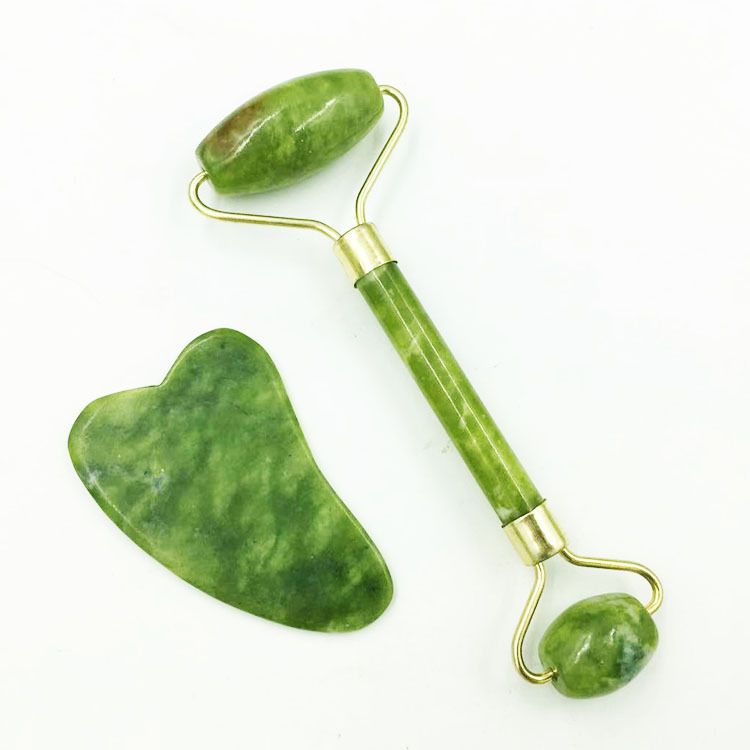 Face Massage Roller Jade Tool And Gua Sha Scraping Plate For Better Facial Skin