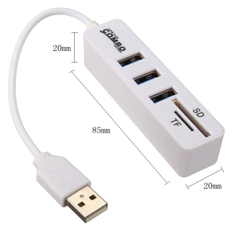 Universal All In 1 Mini USB Combo 3 Ports USB Adapter With TF SD Card Reader Multi USB Charger AC/DC Adapter Hub