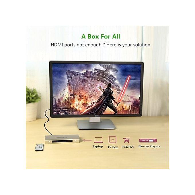 5 Ports HDMI Switch Box, Support 4K, 3D, 1080P With Wireless Remote Control For PS4, PS3, Xbox, Blu-Ray, SkyQ Box, TV Box, Computer, Etc EU Plug By HonTai