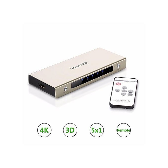 5 Ports HDMI Switch Box, Support 4K, 3D, 1080P With Wireless Remote Control For PS4, PS3, Xbox, Blu-Ray, SkyQ Box, TV Box, Computer, Etc EU Plug By HonTai