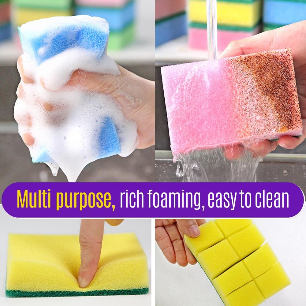 MOQ200 20PCS Sponge Wipes Household Color High Density Sand 10*7*3cm Dishwashing Cloth Sponge Block Kitchen Household Goods Cleaning Sponge Wipe