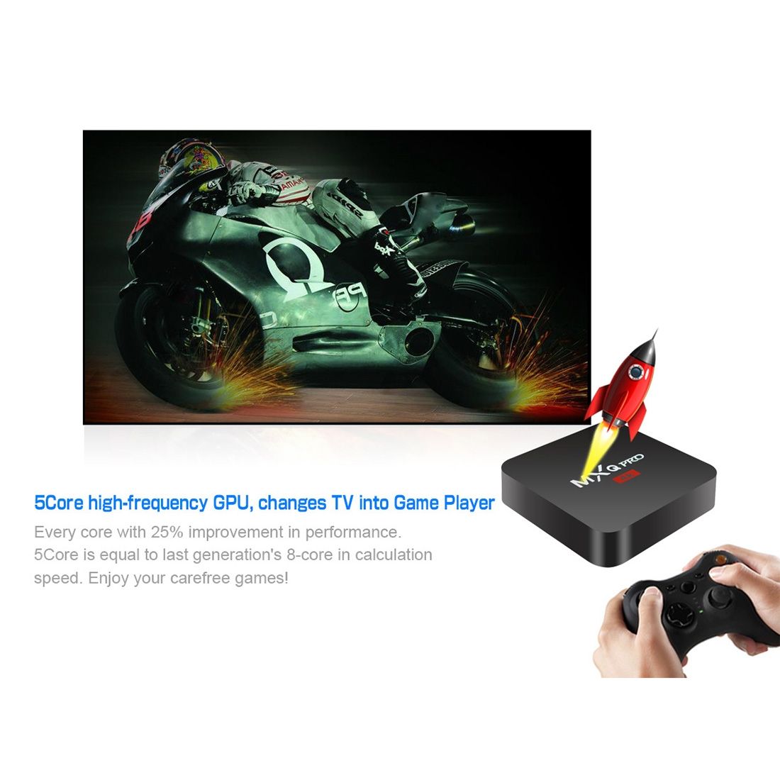 MXQ PROi 1080P 4K HD Smart TV BOX With Remote Controller, Android 7.1 S905W Quad Core Cortex-A53 Up To 2GHz, RAM: 2GB, ROM: 16GB, Support WiFi