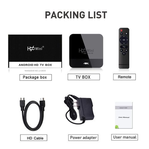 H96 MINI H8 4K UHD Smart TV Box With Remote Controller, Android 9.0 RK3228A Quad-core Cortex-A7, 1GB+8GB, Support WiFi & BT & AV & HDMI & Ethernet