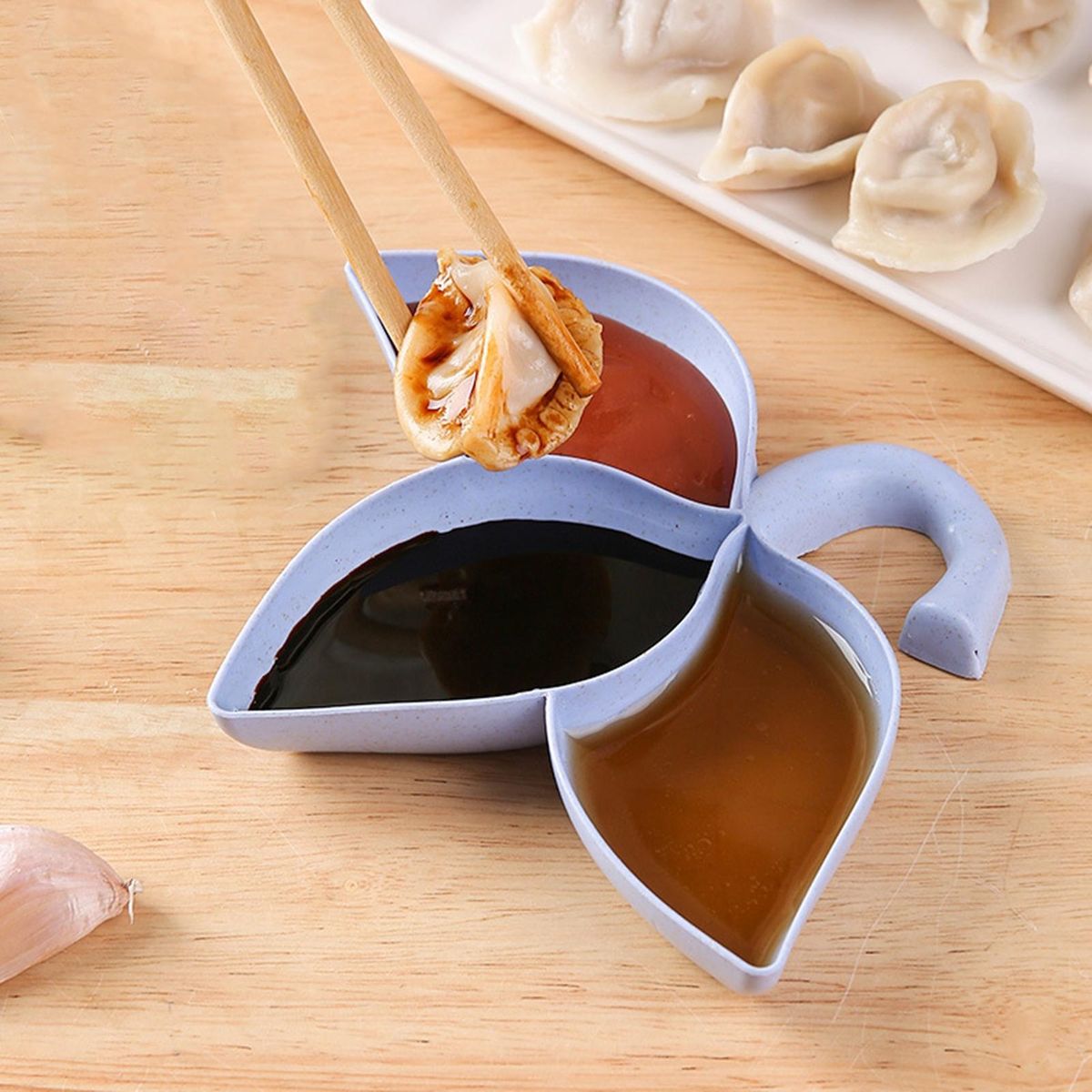 Leaf-shaped Saucer Leaf-shaped 2pcs Sauce Dish Set with for Home Blue