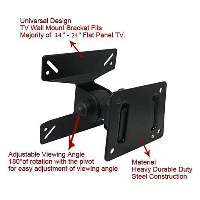 Universal Rotated TV PC Monitor Wall Mount Bracket For 14 ~ 24 Inch LCD LED Flat Panel TV With 180 Degrees Around The Pivot